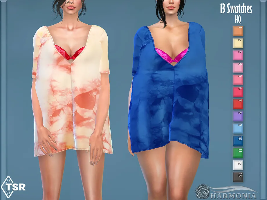 Tie Dye Boyfriend Oversize Nightie with Bra
