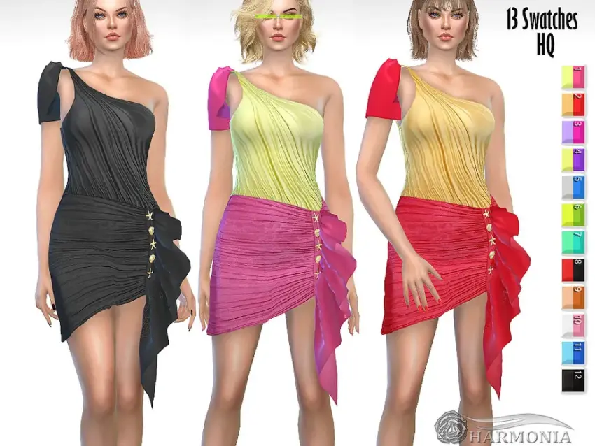 New Year Party / One Shouldered Draped Dress - Image 1
