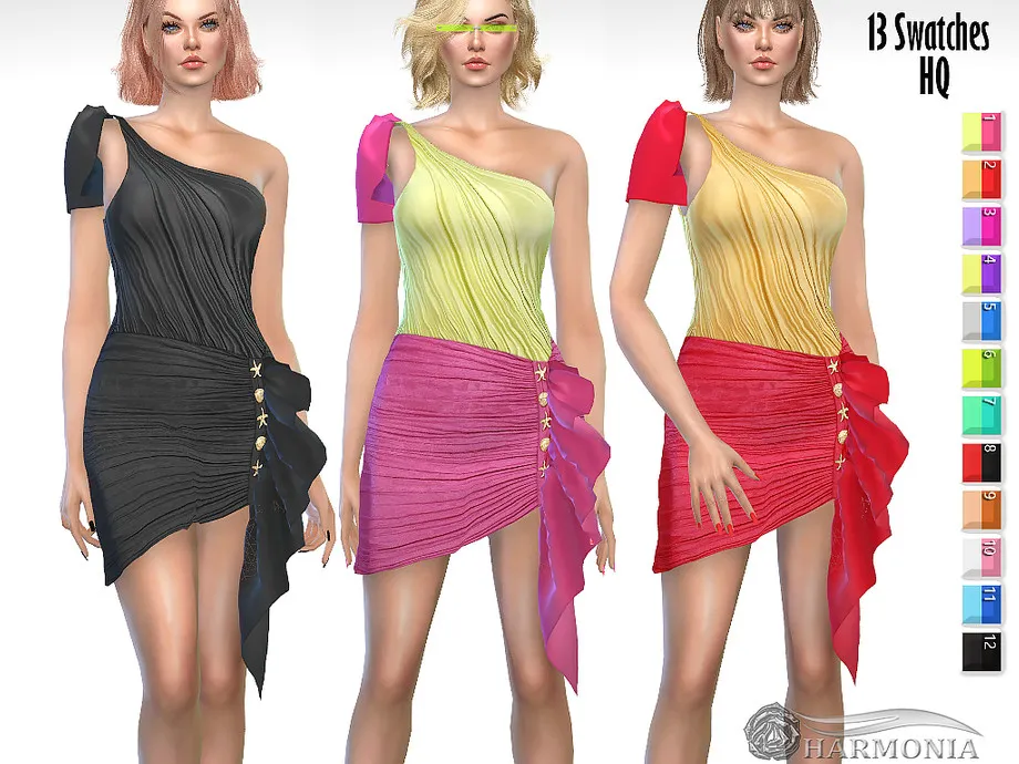 New Year Party / One Shouldered Draped Dress