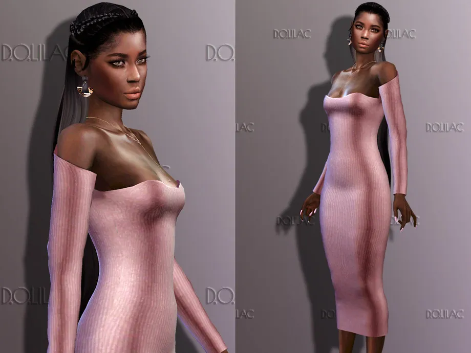 Ribbed-knit Midi Dress DO247