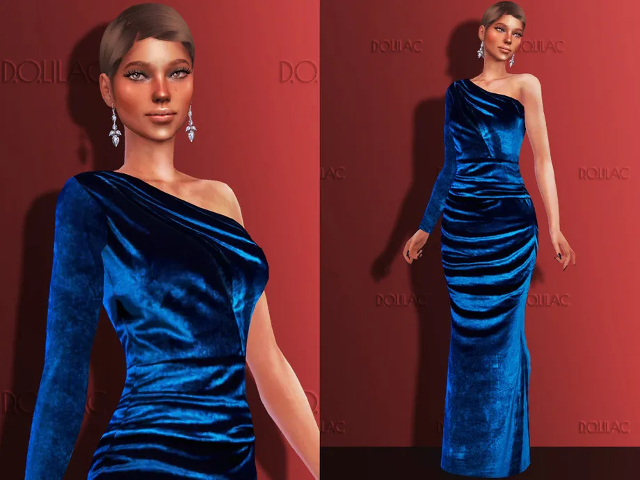 One-shoulder Velvet Gown DO250