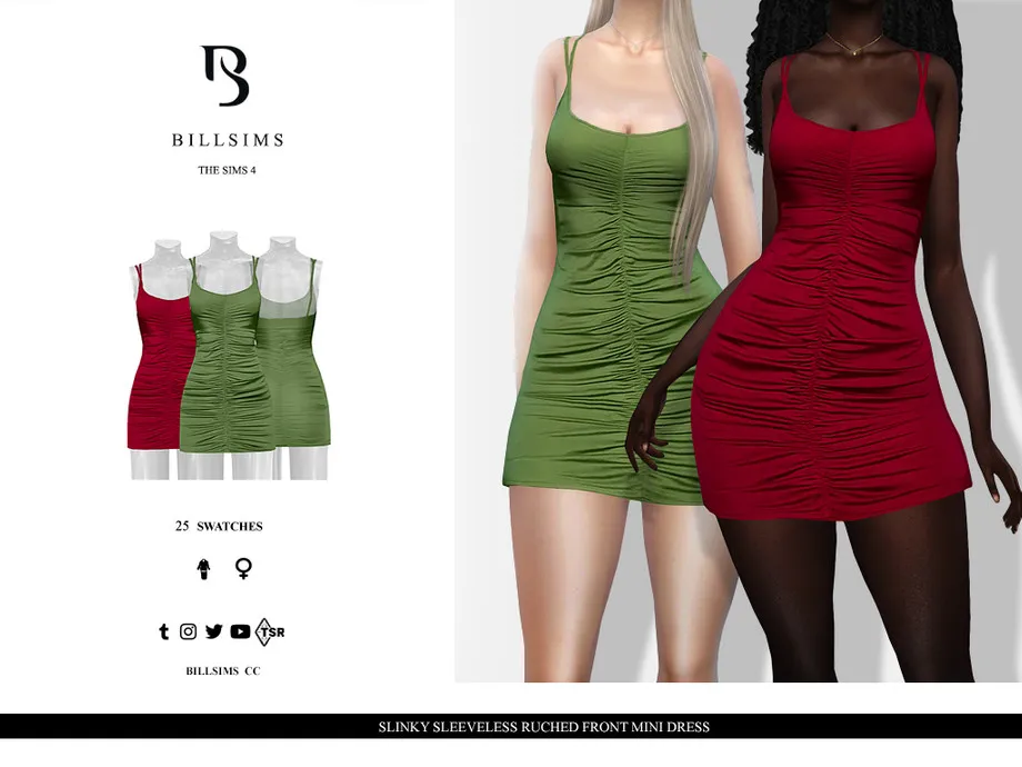 Slinky Sleeveless Ruched Front Mini Dress