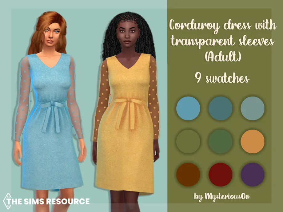 Corduroy dress with transparent sleeves Adult