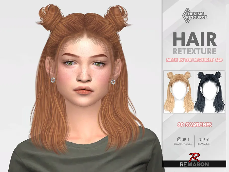 Double-Half Bun LL114 Hair Retexture Mesh Needed