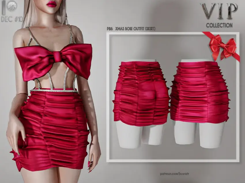 [PATREON]  (Early Access) XMAS BOW OUTFIT (SKIRT) P86 - Image 1