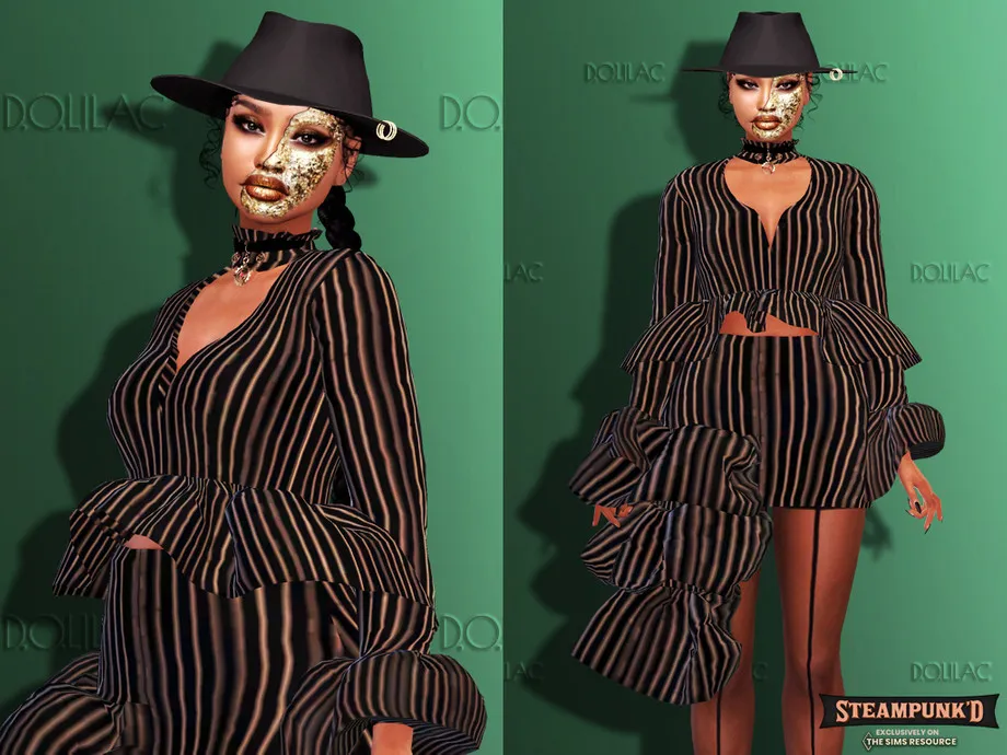 Steampunked Striped Dress 2