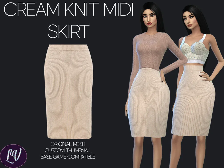 CARA - CREAM KNIT MIDI SKIRT