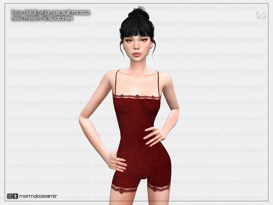 Lace Detail Pyjamas Suit MC322