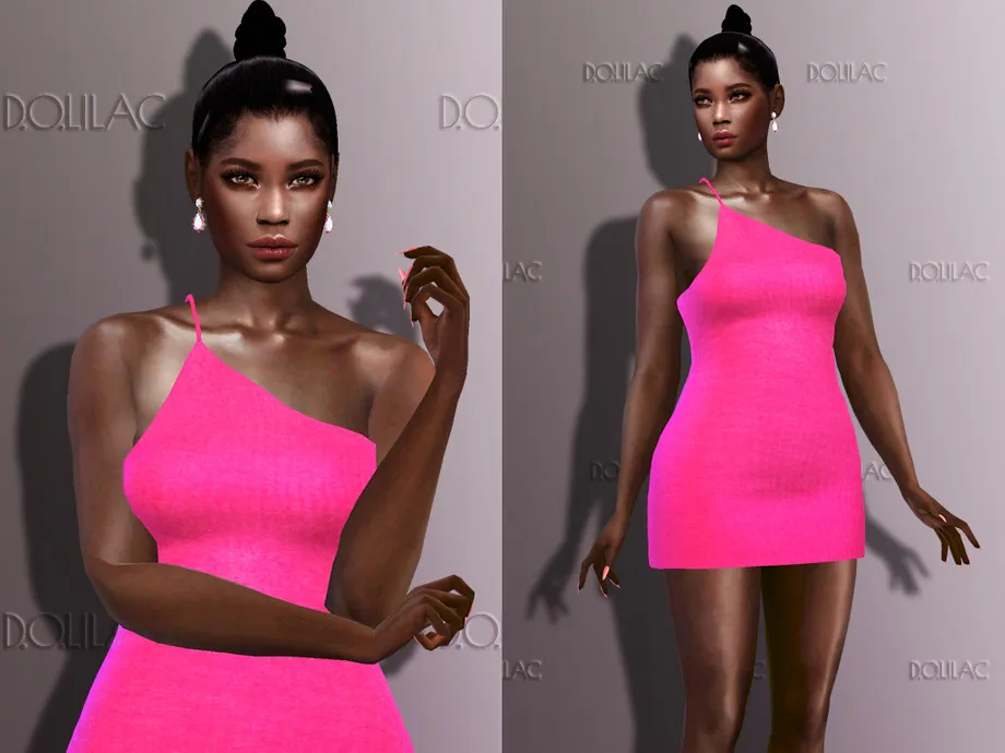 One-shoulder Knitted Mini Dress DO266