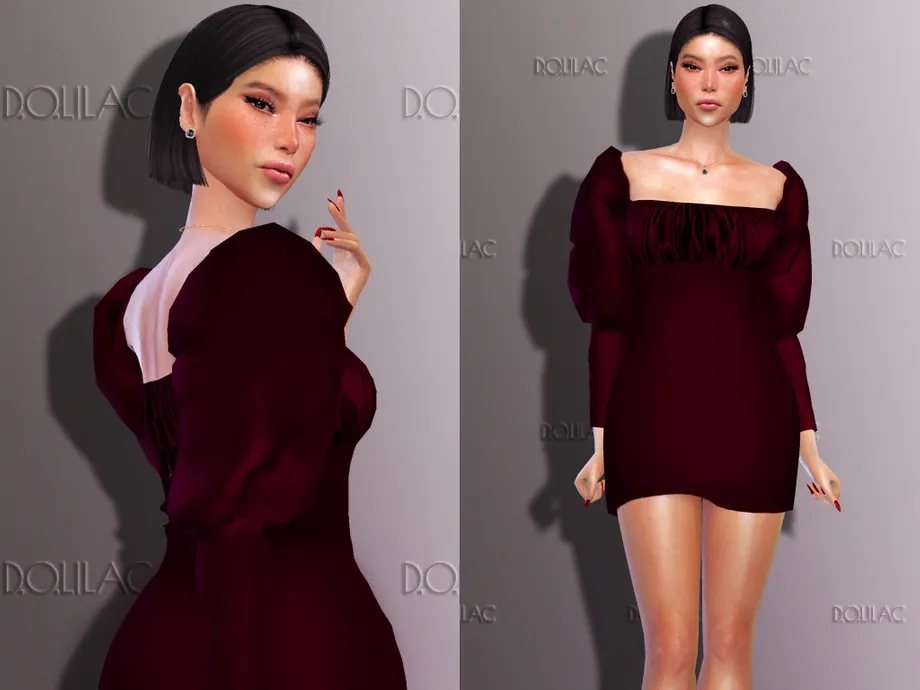 Satin Lace Sleeve Mini Dress DO267