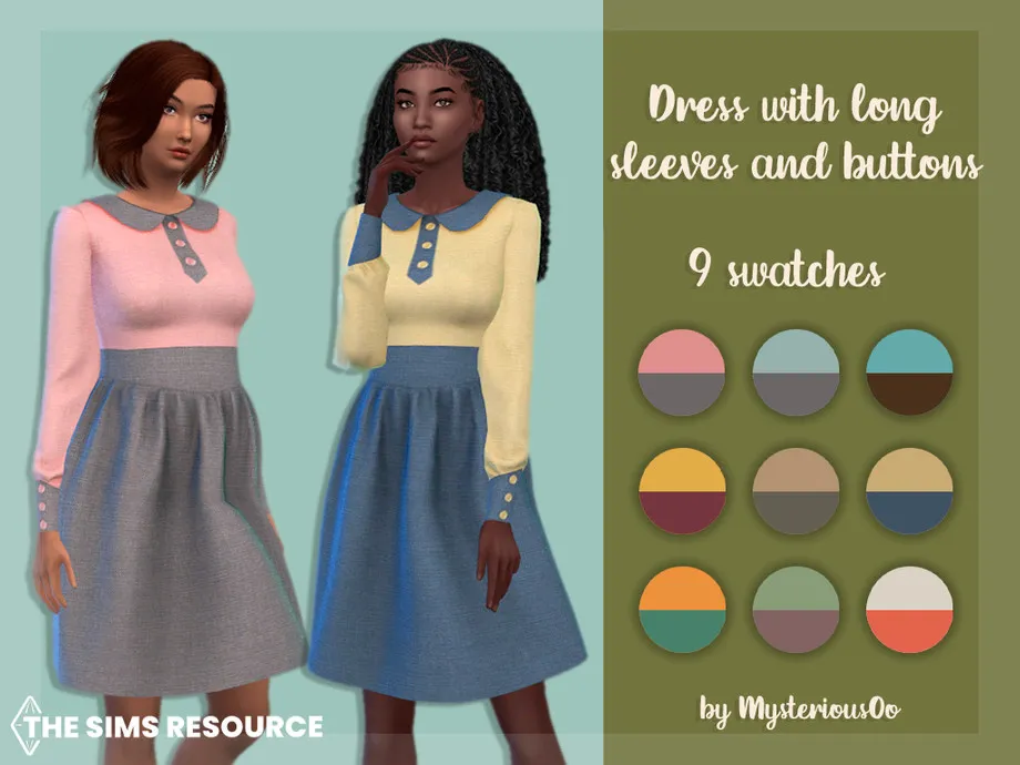 Dress with long sleeves and buttons