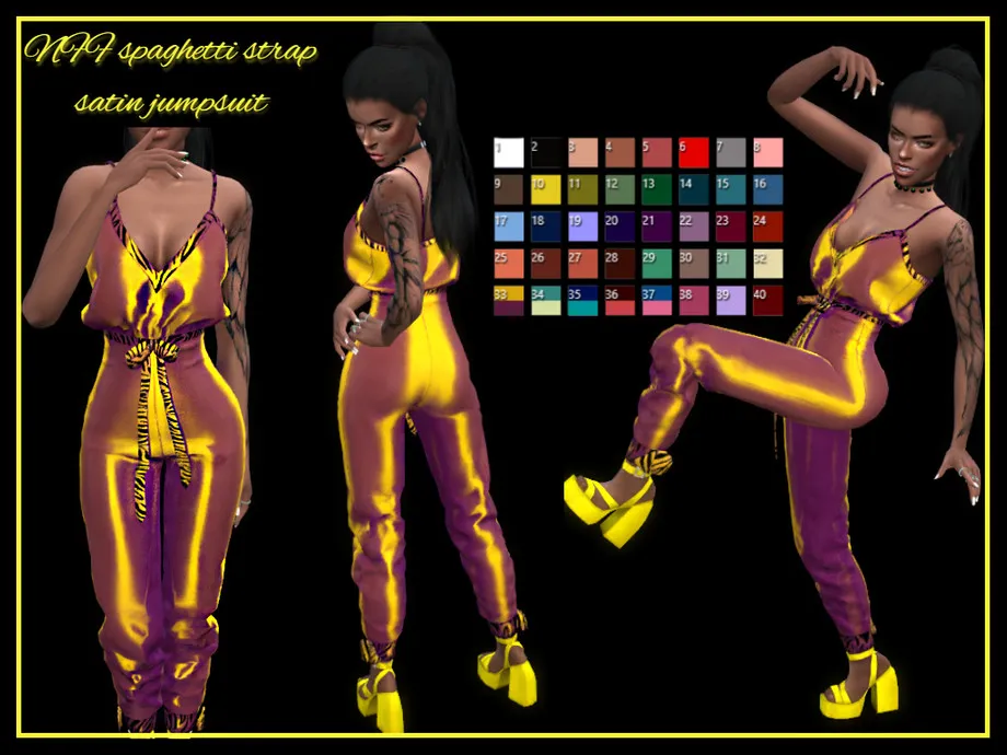 NFF spaghetti strap satin jumpsuit