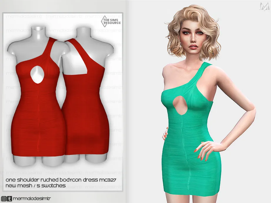 One Shoulder Ruched Bodycon Dress MC328