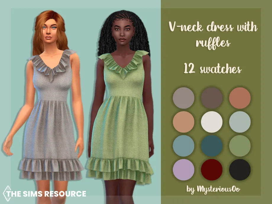 V-neck dress with ruffles