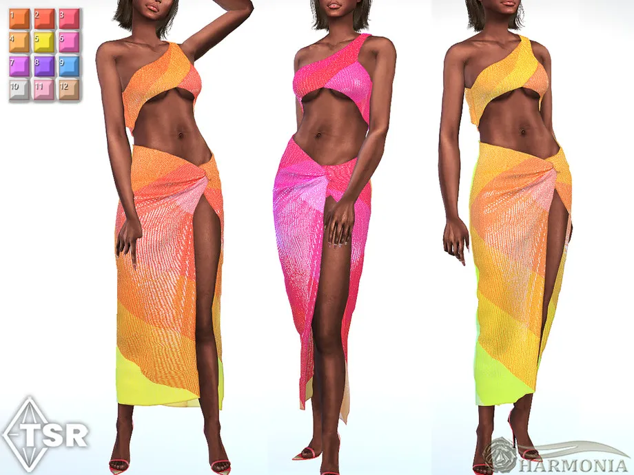 One Shouldered Sequined Dress With High Slit