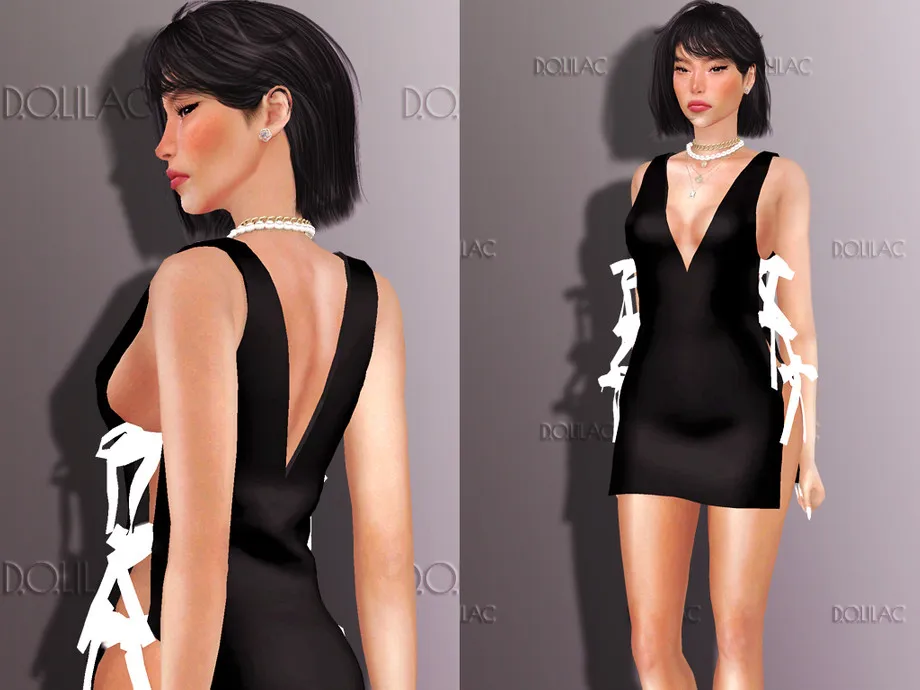 Lace up Mini V Dress DO286