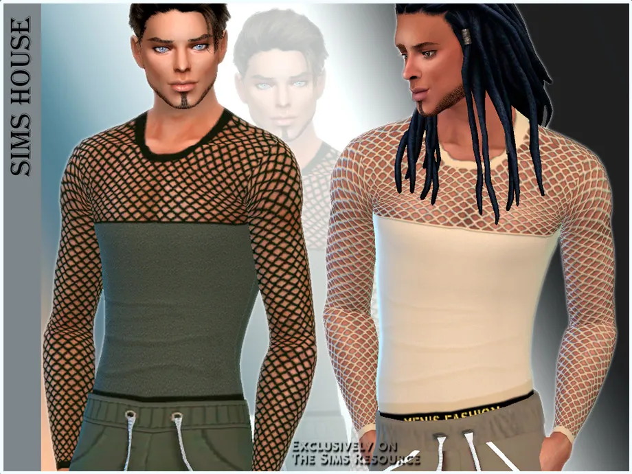 Men's T-shirt mesh long sleeve