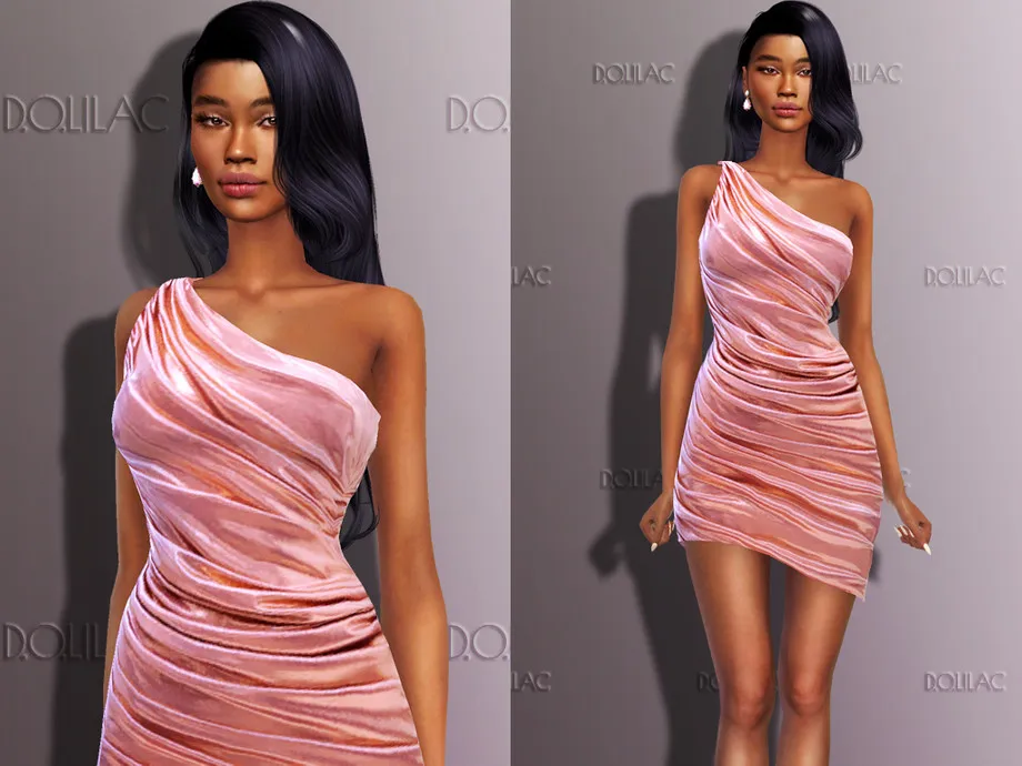 Asymmetric Ruched Mini Dress DO289