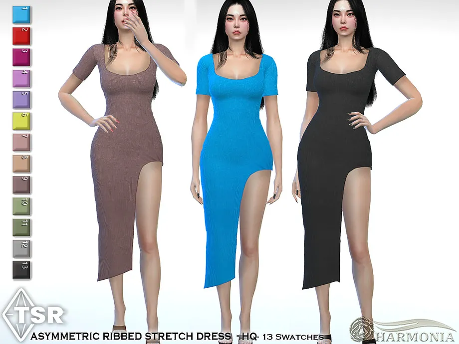 Asymmetric Ribbed Stretch Dress