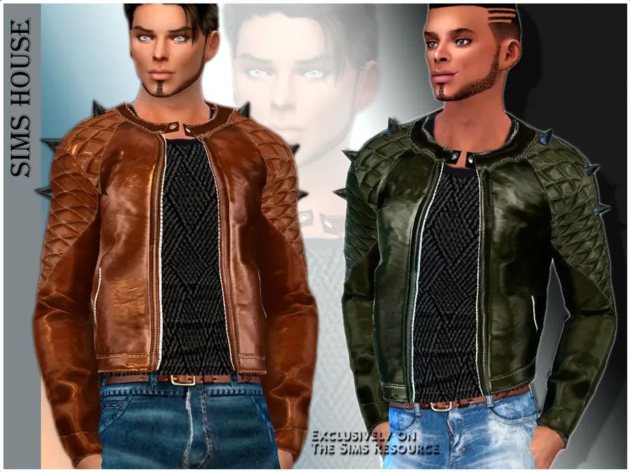 Men's studded leather jacket and sweater