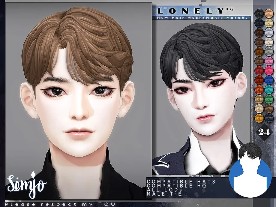 TS4 Male Hairstyle_Lonely(Maxis Match)