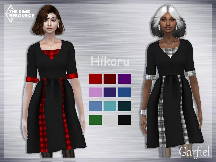 "Hikaru" Dress with checkered inserts