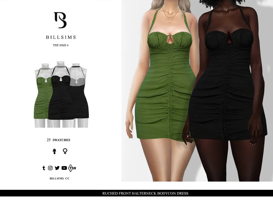 Ruched Front Halterneck Bodycon Dress