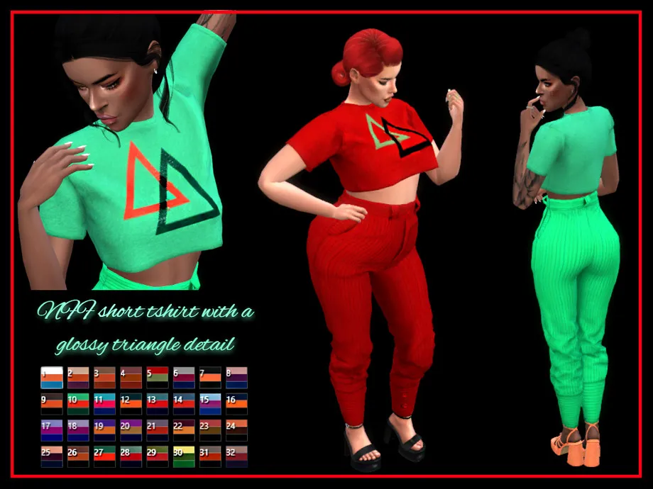 Short t-shirt with a glossy detail