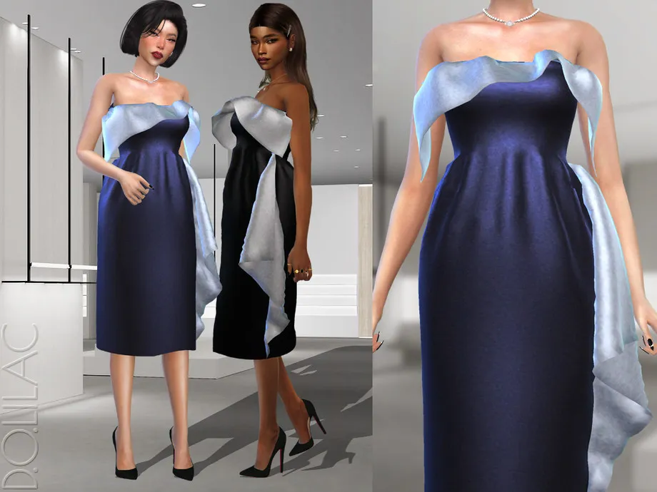 Cascading Strapless Midi Dress DO363