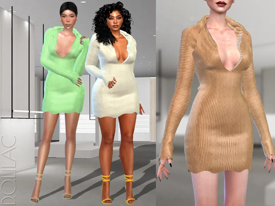 Collared Knit Mini Dress DO370