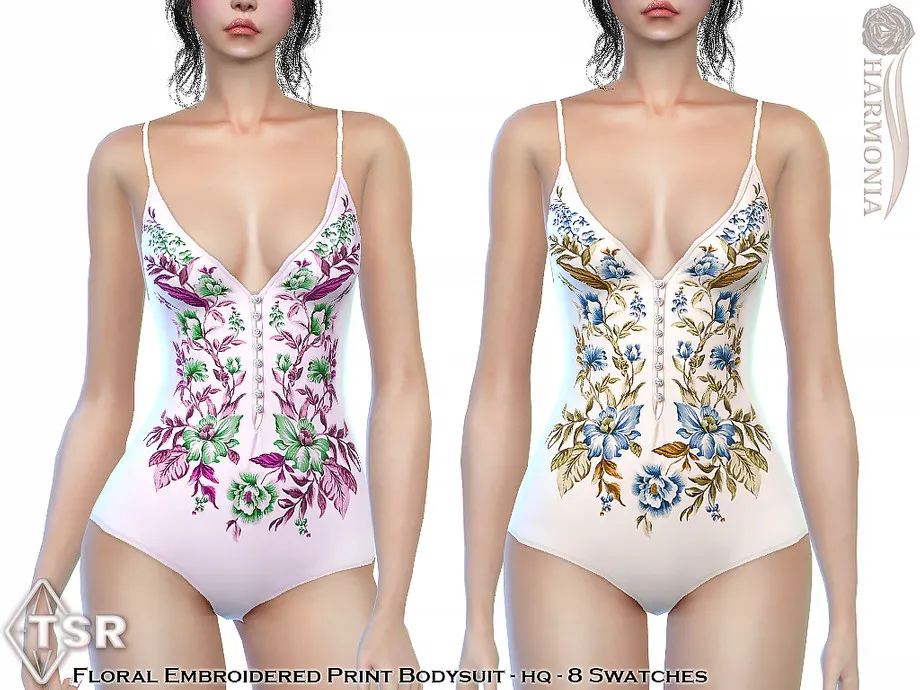 Floral Embroidered Print Bodysuit