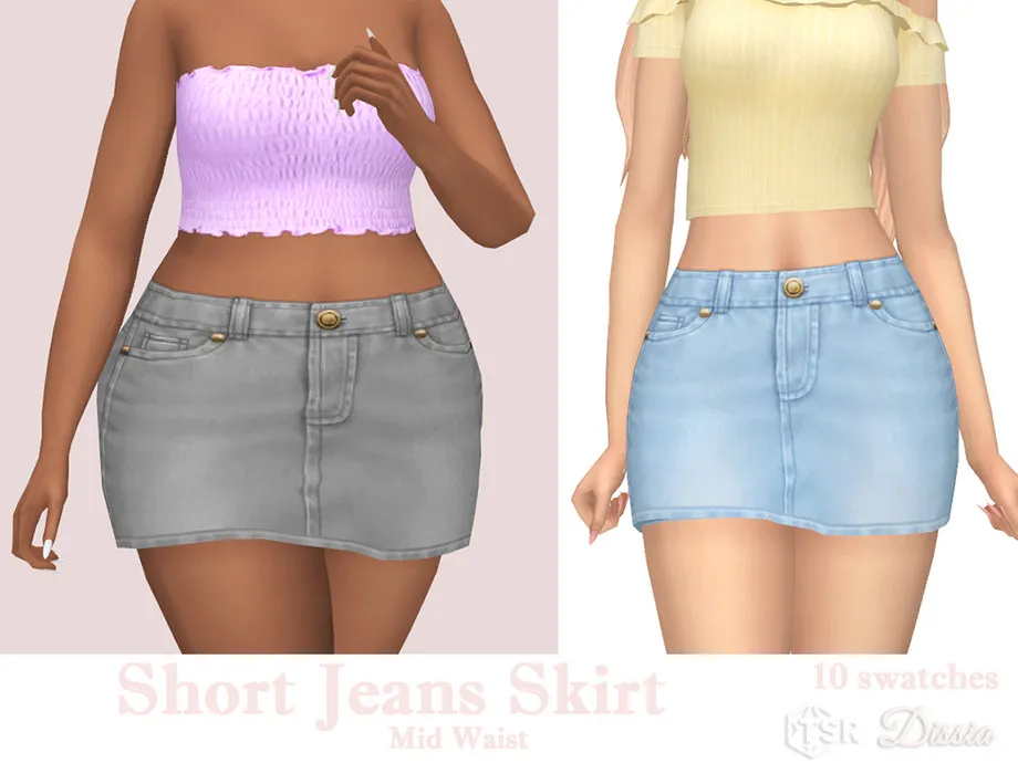 Short Jeans Skirt (Mid Waist)