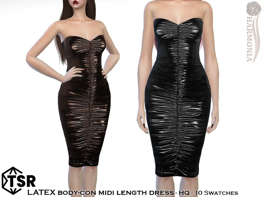 Latex Body-con Midi Length Dress