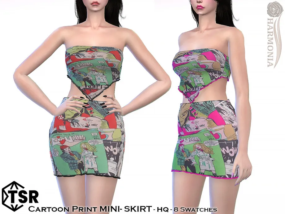 Cartoon Print Mini Skirt