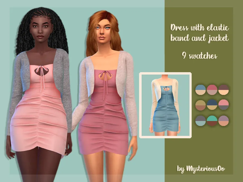 Dress with elastic band and jacket