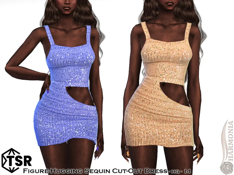Figure-Hugging Sequin Cut-out Dress