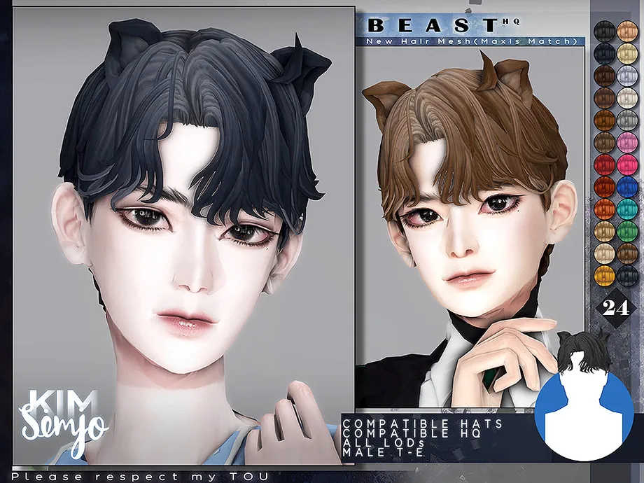 TS4 Male Hairstyle_Beast(Maxis Match)