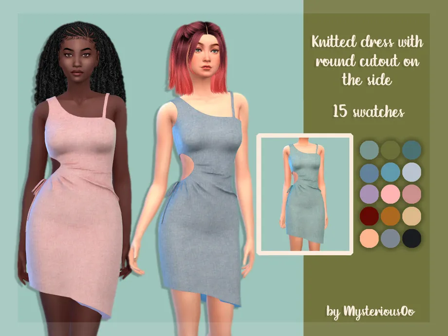 Knitted dress with round cutout on the side