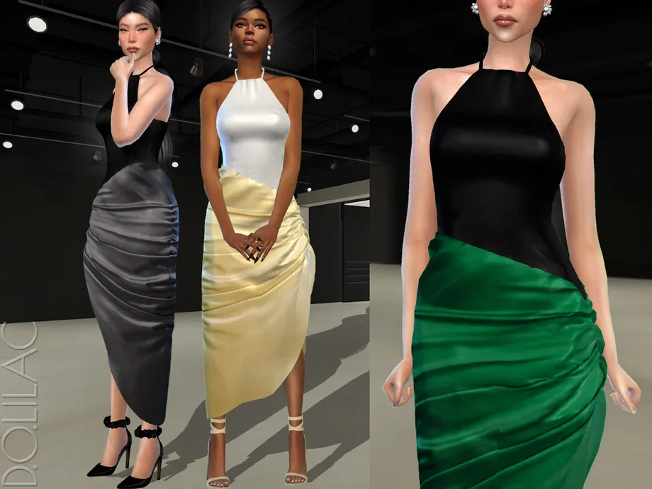 Satin Maxi Halter Dress DO439