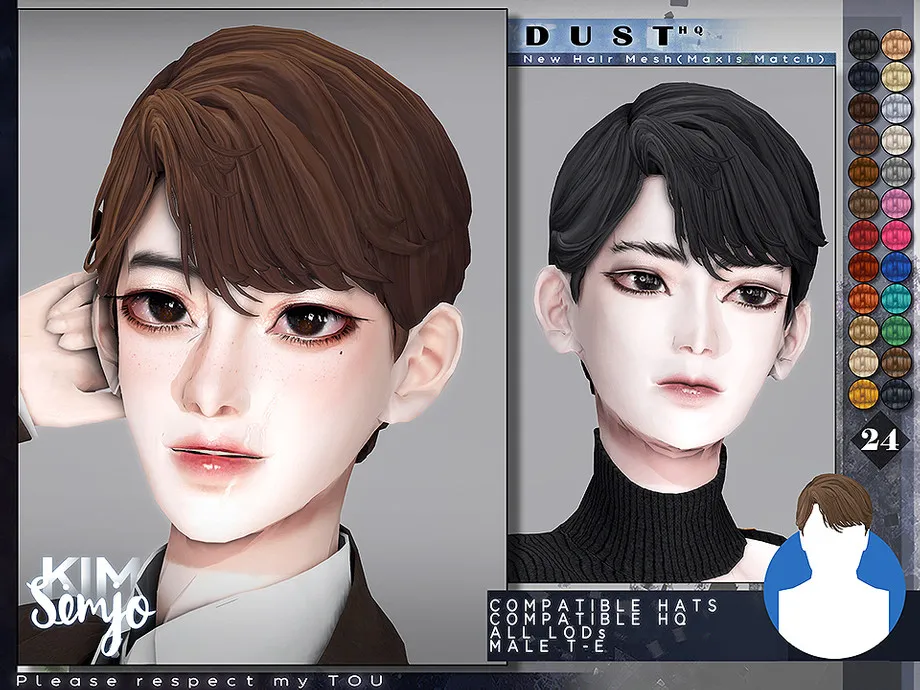 TS4 Male Hairstyle_Dust(Maxis Match)