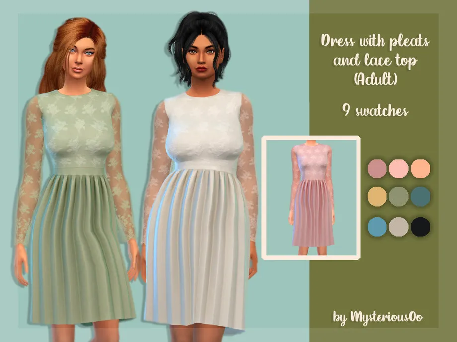 Dress with pleats and lace top Adult