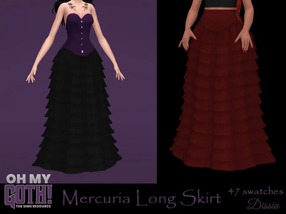 Oh My Goth - Mercuria Long Skirt