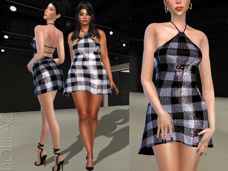 Halter Neck Sequin Mini Dress DO453