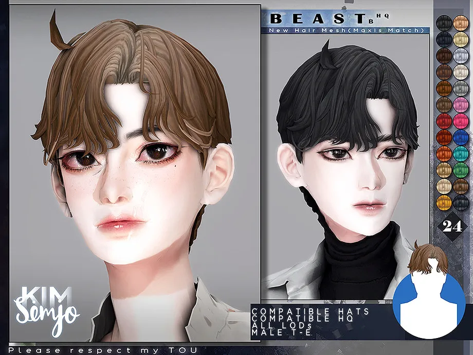 TS4 Male Hairstyle_Beast_B(Maxis Match)