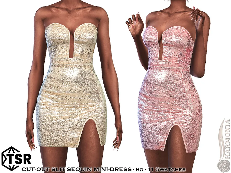 Cut-Out Slit Sequin Mini Dress