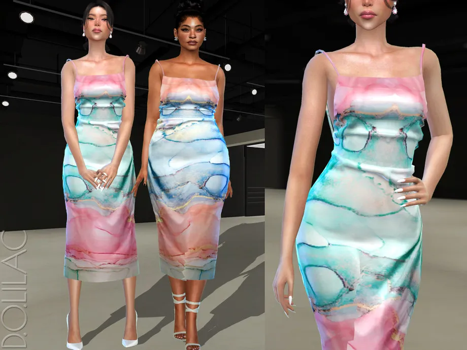 Printed Stretch-Silk Satin Maxi Dress DO457