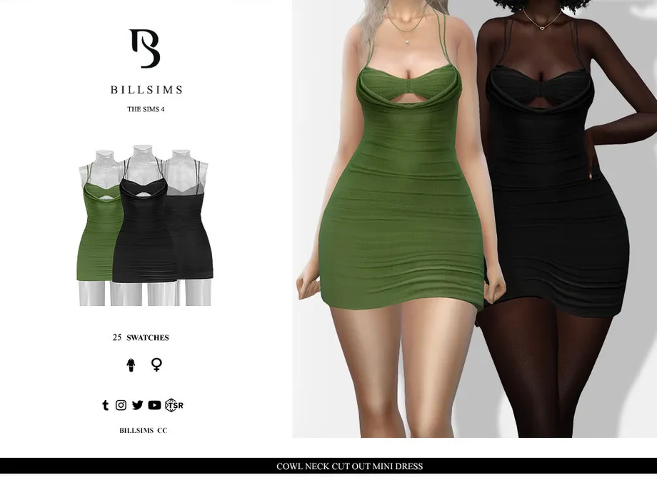 Cowl Neck Cut Out Mini Dress