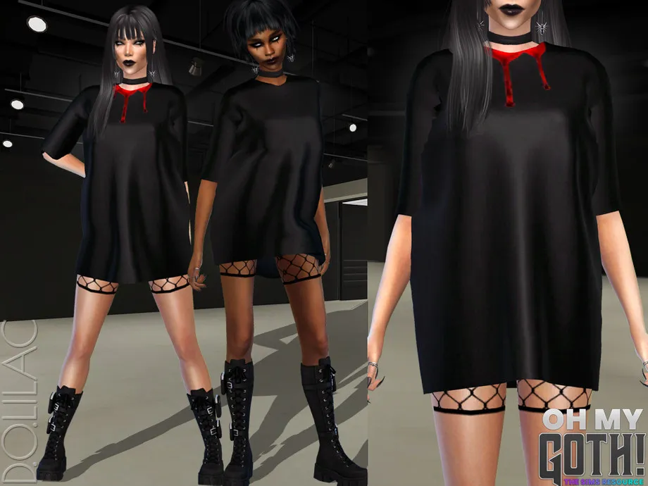 Oh My Goth - Mesh Detail T-shirt Dress DO03
