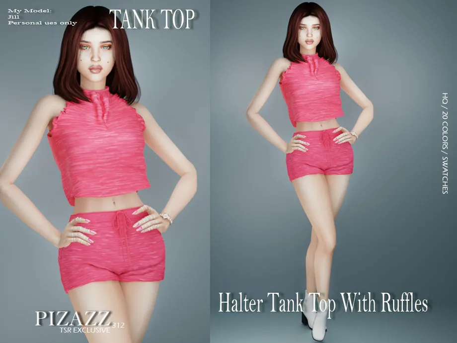 Halter Tank With Ruffles