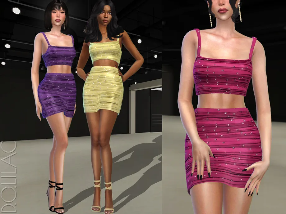 Embellished Ruched Mini Skirt DO466